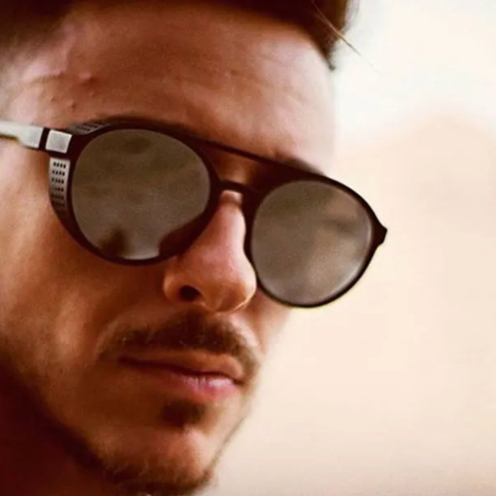 Black Silver Sunglasses Men Classic Punk Round Sun Glasses Male Eyewear UV400